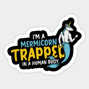 Mermicorn Unicorn Gift Trapped Human Body Funny Cosplay Sticker